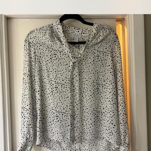 Carolina Belle Black and White Dotted Blouse XS polka dot work blouse
